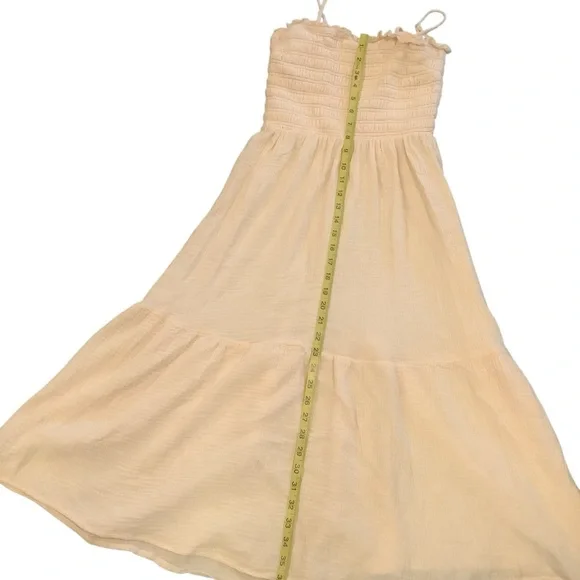 Carly Jean LA Cream Smocked Midi Dress Tiered Cotton Sundress Size S - Picture 6 of 6